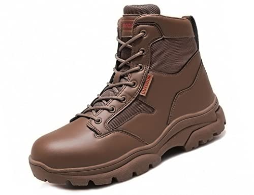 IYVW AS33 A10 Leder Combat Boots Einsatzstiefel Kampfstiefel Mittelhoch Bundeswehr Wanderhalbschuhe Braun 45EU von IYVW