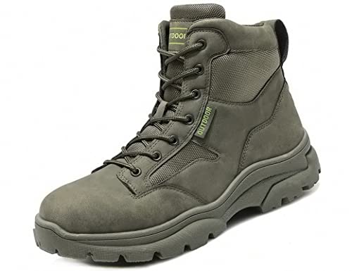 IYVW AS33 A10 Leder Stiefel Kampfstiefel Einsatzstiefel mit Reissverschluss Militär Bundeswehr Wandern Tactical Boot Grün 40EU von IYVW