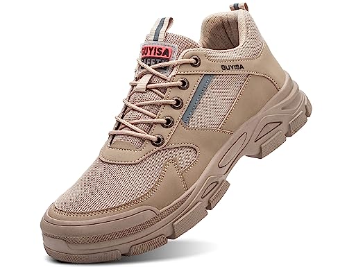 IYVW C0287 Sicherheitsschuhe Herren Arbeitsschuhe Herren Damen Leicht Sportlich Atmungsaktiv Schutzschuhe mit Stahlkappe Braun 39 EU von IYVW