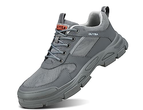 IYVW C0287GY Sicherheitsschuhe Arbeitsschuhe S3 für Herren Damen mit Stahlkappe Sommer Arbeit Schuhe Frauen Sicherheit Sneaker Turnschuhe Grau 44 EU von IYVW