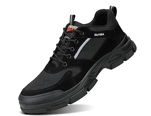 IYVW C0290 Sicherheitsschuhe Herren Damen wasserdichte Leicht Arbeitsschuhe S3 Atmungsaktiv Arbeitsschuhe Sportlich Stahlkappe Schwarz 41 EU von IYVW