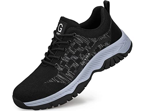 IYVW C1100 Sicherheitsschuhe Damen Arbeitsschuhe Leicht Atmungsaktiv Luftkissen Sportlich Schutzschuhe Stahlkappe Sicherheitss Schwarz 40 EU von IYVW