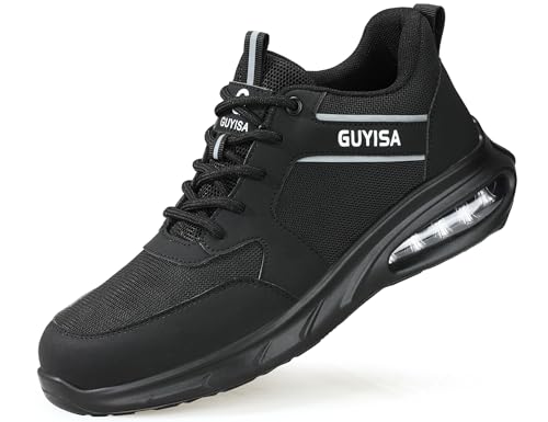 IYVW C3008 Sicherheitsschuhe Leicht Atmungsaktiv Sportlich Herren Damen Arbeitsschuhe Schutzschuhe Stahlkappe Schwarz 41 EU von IYVW