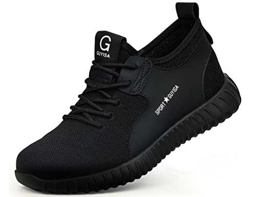 IYVW C9159 Leichte Arbeitsschuhe Herren S3 Sicherheitsschuhe Damen Sportlich Schutzschuhe Atmungsaktive Stahlkappen Schuhe Schwarz 44 EU von IYVW