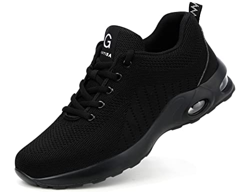 IYVW C9192 Arbeitsschuhe Herren Damen Sicherheitsschuhe Stahlkappen s3 Schutzschuhe Leicht Stahlkappenschuhe Sportlich Arbeitssc Schwarz 50 EU von IYVW