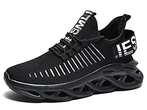 IYVW Laufschuhe Herren Turnschuhe Damen Schnürsenkel Sneaker rutschfeste Atmungsaktiv Leicht Freizeitschuhe Outdoor Fitness Straßenlaufschuhe Schwarz Grau Weiß Grün EU39-EU46 von IYVW