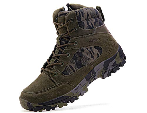 IYVW OU7 X82 A Herren Wanderschuhe High Top Trekking-Schuhe Rutschfeste Atmungsaktive Wanderschuhe Trekking-Sneaker Kampfstiefel Grün 42EU von IYVW