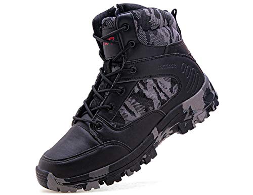 IYVW OU7 X82 Herren Tactical Boot M.YKK Zipper Combat Wanderhalbschuhe Schwarz Grau 40EU von IYVW