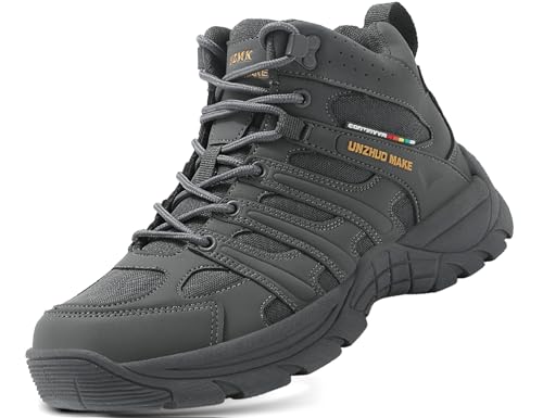 IYVW OU7 X82 Leder Stiefel Kampfstiefel Einsatzstiefel mit Militär Bundeswehr Wandern Tactical Boot Vollleder Schwarz Grau 42EU von IYVW