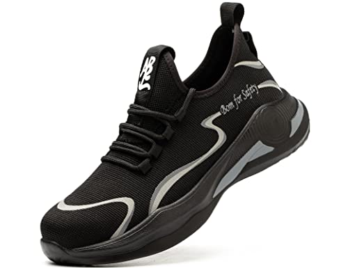 IYVW SAFETY 065 Arbeitsschuhe Damen Stahlkappe Sicherheitsschuhe leicht Sportlich Schutzschuhe Dämpfung Atmungsaktiv Schwarz Weiß 43 EU von IYVW
