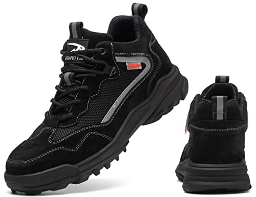 IYVW SAFETY 672 Arbeitsschuhe Herren Damen S3 Wasserdicht Sicherheitsschuhe Leicht Sportlich Sicherheitsstiefel Stahlkappe Schuhe Schwarz 37 EU von IYVW