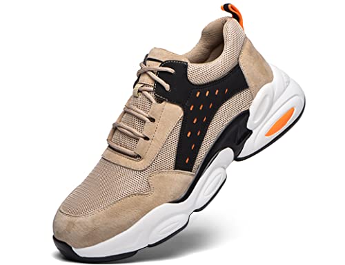 IYVW SAFETY 785 Sicherheitsschuhe Herren Damen Arbeitsschuhe Schutzschuhe mit Stahlkappen Reflektierend Leicht Atmungsaktiv Sneaker Beige 44.5 EU von IYVW