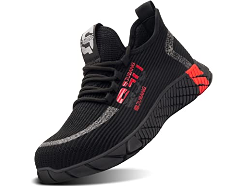 IYVW SAFETY 792 Arbeitsschuhe Herren Sicherheitsschuhe Industrieschuhe Leichte StahlkappeSchuhe Schutzschuhe Sneaker Atmungsaktiv Schwarz 41 EU von IYVW