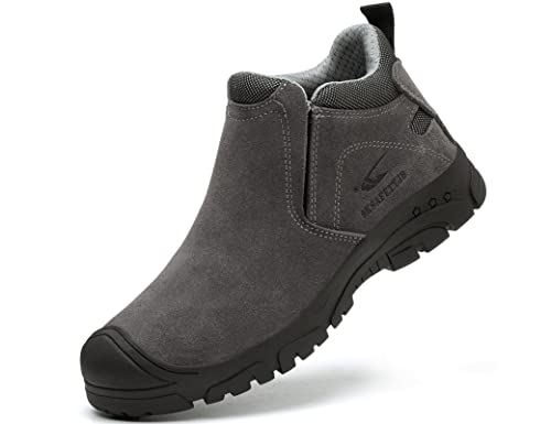 IYVW SAFETY 918 Sicherheitsschuhe Herren Damen S3 Hoch Wasserdicht Arbeitsschuhe Winter Warm Gefüttert Sicherheitsstiefel mit Stahlk Grau 38.5 EU von IYVW