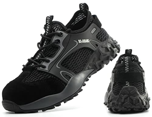 IYVW SAFETY 999 Sicherheitsschuhe Arbeitsschuhe S3 für Herren Damen mit Stahlkappe Arbeit Schuhe Frauen Sicherheit Sneaker Turnschuhe Schwarz 45 EU von IYVW