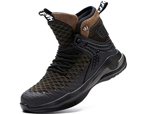 IYVW Safety 066 Sicherheitsschuhe Herren Arbeitsschuhe Damen Leicht Schutzschuhe Herren Hoch Atmungsaktiv Arbeitsstiefel Stahlkappe S Grün 45 EU von IYVW