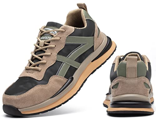IYVW SAFETY 669 Sicherheitsschuhe Arbeitsschuhe Herren Damen s3 Stahlkappenschuhe Leicht Schutzschuhe mit Stahlkappen Sportlich Atmu Braun 43.5 EU von IYVW