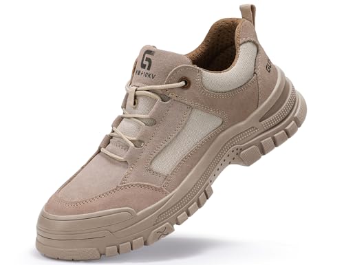 IYVW Safety 673 Sicherheitsschuhe Herren Arbeitsschuhe Damen Stahlkappe Leicht s3 Atmungsaktiv Sportlich Schutzschuhe Unisex Beige 37 EU von IYVW
