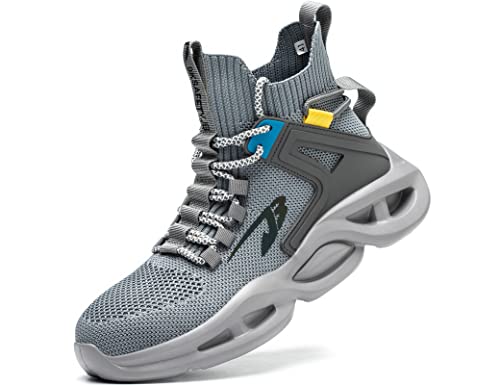IYVW Safety 675 Sicherheitsschuhe Herren Damen S3 Leicht Arbeitsschuhe Turnschuhe Sneaker mit Stahlkappe Sportlich Schutzschuhe Grau 44 EU von IYVW