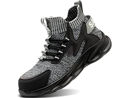 IYVW Safety 712 Sicherheitsschuhe Herren Damen S3 Arbeitsschuhe Leicht Atmungsaktiv Sportlich Schutzschuhe rutschfeste Stahlkappe Grau 42 EU von IYVW