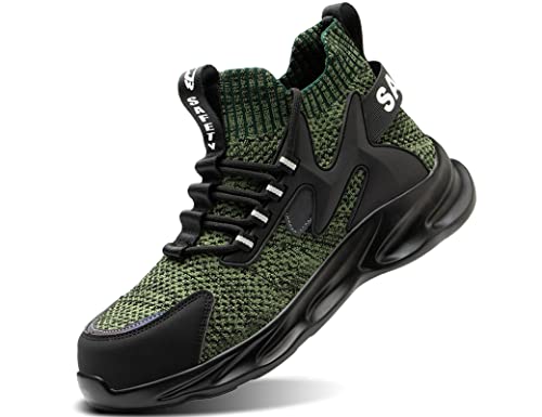 IYVW Safety 712 Sicherheitsstiefel Herren s3 Leicht Sicherheitsschuhe Hoch Arbeitsschuhe Stahlkappe Atmungsaktiv Schutzschuhe Damen Grün 41 EU von IYVW