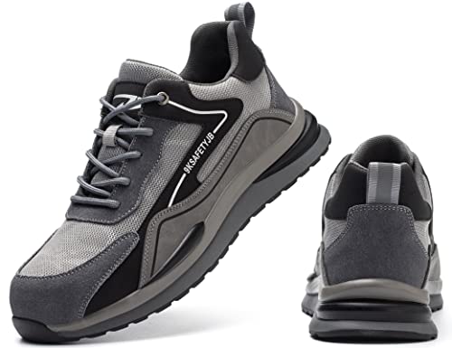 IYVW Safety 7615 Sicherheitsschuhe Herren S3 Leicht Sicherheitsstiefel Damen Hoch Arbeitsschuhe Stahlkappe Atmungsaktiv Schutzschuhe Grau 38 EU von IYVW