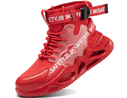 IYVW Safety 7719 Sicherheitsschuhe Herren Verbundstoff Kappe Und Kevlar Zwischensohle Atmungsaktiv Leicht Arbeitsschuhe Rot 38 EU von IYVW