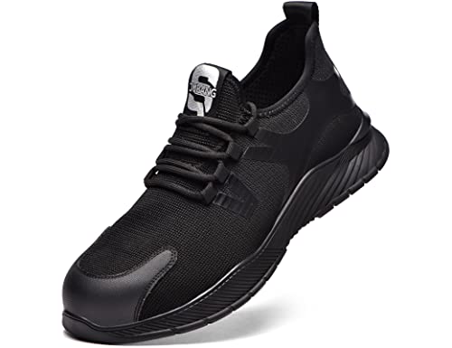 IYVW Safety 788 Sicherheitsschuhe Herren Damen S3 Arbeitsschuh Luftkissen Schutzschuhe mit Stahlkappe Sportlich Schuhe Atmungsaktiv Schwarz 38.5 EU von IYVW