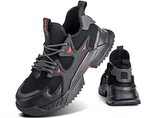 IYVW Safety 811 Sicherheitsschuhe Herren Damen Leicht,Atmungsaktiv Stahlkappe Arbeitsschuhe Reflektierende Sportlich Schutzschuhe Schwarz 36 EU von IYVW