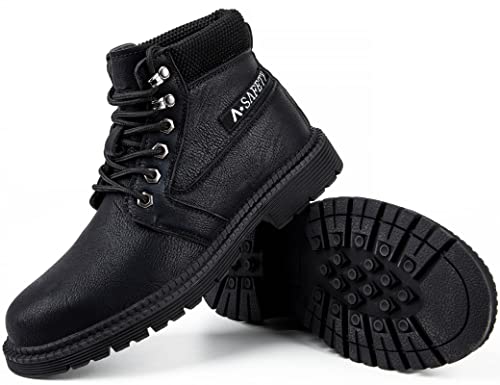 IYVW Safety 813 Sicherheitsschuhe Damen Herren Leicht Luftkissen Arbeitsschuhe mit Stahlkappe Atmungsaktiv Dämpfung Reflektierende Schwarz 41 EU von IYVW
