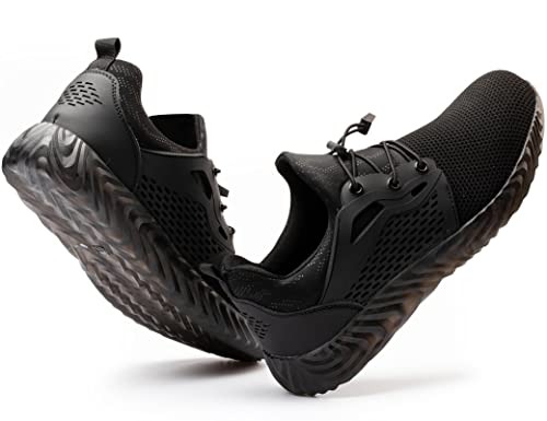 IYVW Safety 830 Sicherheitsschuhe Arbeitsschuhe S3 für Herren Damen mit Stahlkappe Arbeit Schuhe Frauen Sicherheit Sneaker Turnschuhe Schwarz 45 EU von IYVW