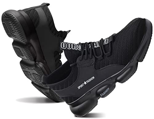 IYVW Safety 832 Sicherheitsschuhe Damen Herren Leicht Luftkissen Arbeitsschuhe mit Stahlkappe Atmungsaktiv Dämpfung Reflektierende Schwarz 43 EU von IYVW