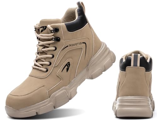 IYVW Safety 9193 Sicherheitsstiefel Arbeitsschuhe mit Stahlkappe von Anti-Punktion und wasserdichte Beige 39 EU von IYVW