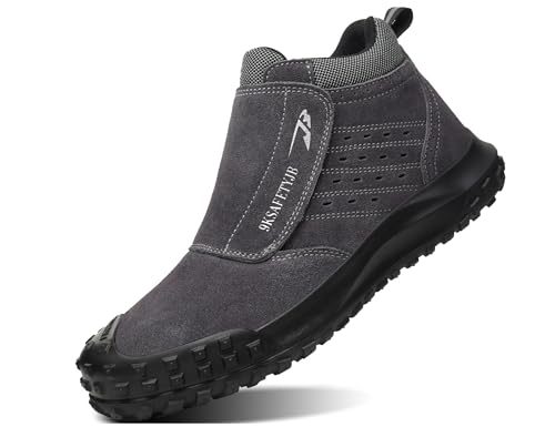 IYVW Safety 921 Sicherheitsschuhe Herren Damen S3 Hoch Wasserdicht Arbeitsschuhe Winter Warm Gefüttert Sicherheitsstiefel mit Stahlk Grau 38.5 EU von IYVW