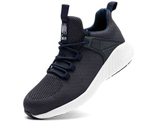 IYVW Safety LBX82 Sicherheitsschuhe Herren Damen Arbeitsschuhe S3 Leicht Sportlich Schutzschuhe Stahlkappe Sneaker Blau Weiß 44 EU von IYVW