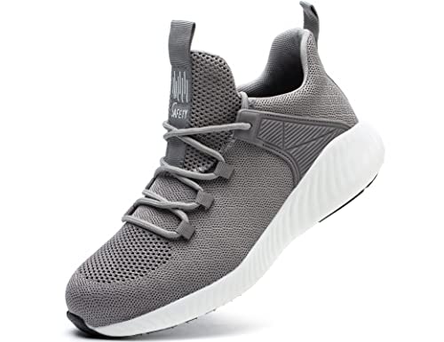 IYVW Safety LBX82 Sicherheitsschuhe Herren S3 Leicht Atmungsaktiv Arbeitsschuhe Damen Stahlkappe rutschfest Schutzschuhe Grau Weiß 42 EU von IYVW