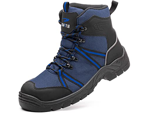 IYVW Safety ZS011 Sicherheitsschuhe Herren Damen Arbeitsschuhe Schutzschuhe mit Stahlkappen Reflektierend Leicht Atmungsaktiv Sneaker Blau 43 EU von IYVW