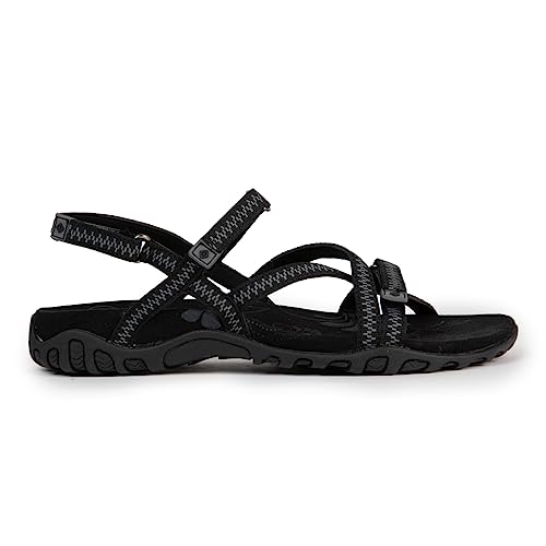 Izas Sportliche und bequeme Wandersandalen für Damen, flache Sommersandalen für Trekking und Wandern, ergonomisches Design mit 3 Einstellern., Schwarz , 39 EU Izas Sportliche und bequeme Wandersandalen für Damen, flache Sommersandalen für Trekking und Wandern, ergonomisches Design mit 3 Einstellern., Schwarz , 39 EU von IZAS
