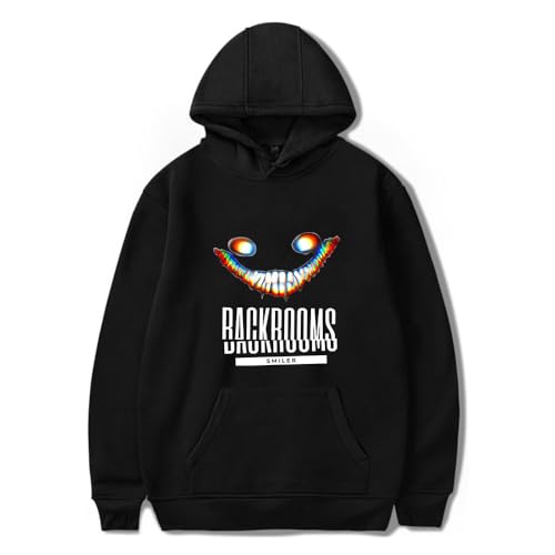 IZGVLELIHN Return the Backrooms Hoodie Smiler Merch Herren Damen Mode Kapuzenpullover Jungen Mädchen Cool Hip Hop Langarm Pullover, Schwarz , XXS von IZGVLELIHN