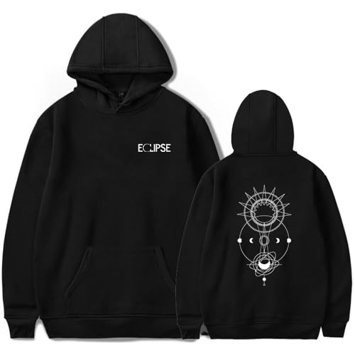 IZGVLELIHN The Eclipse Series Kapuzenpullover für Herren und Damen, modisch, Kapuzen-Sweatshirt, Jungen, Mädchen, trendiger Hip-Hop-Pullover mit Kängurutasche, Schwarz , L von IZGVLELIHN