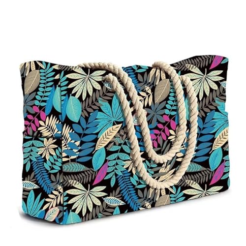 IZHAOGJING Strandtasche,Badetasche Strandtasche Gestreifte große Aufbewahrungstasche Canvas Reisetasche Einkaufstasche mit großer Kapazität Umweltschutz Handtasche(FLOWER) von IZHAOGJING