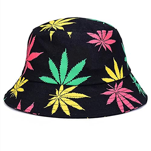 Bucket Hat Cap Marihuana Weed Leaf Cannabis - Foldable Snapback Men Women, Stil 2 Bunt, Einheitsgröße von IZUS