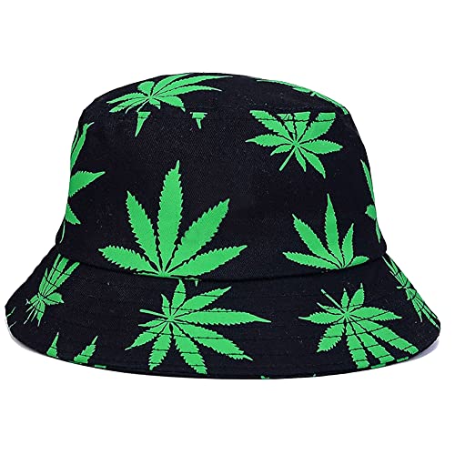 Bucket Hat Cap Marihuana Weed Leaf Cannabis - Faltbare Snapback Herren Damen (Einheitsgröße, Stil 6 Grün), Grün , Einheitsgröße von IZUS