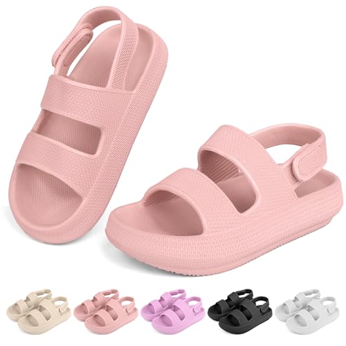 IZYOA Cloud-Sandalen für Kinder, Jungen und Mädchen, Unisex-Kind, EVA, dicke Sohle, Wassersandalen mit verstellbarem Rückenriemen, Sommerschuhe mit Doppelriemen, Pink, 12 Little Kid von IZYOA