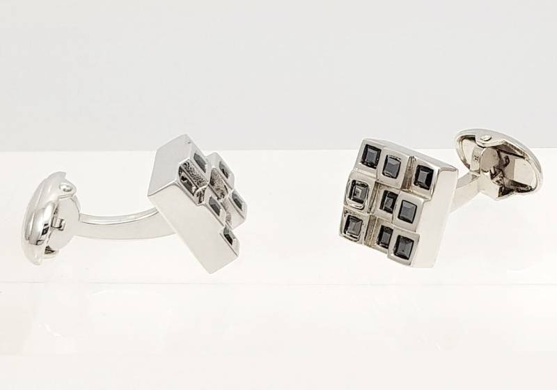 Hämatit Manschettenknöpfe, Silber Handgefertigt von IanFlahertyCufflinks