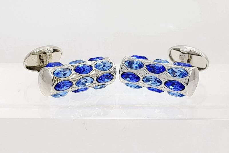 Herren Handgefertigte Blauer Topas Kristall Manschettenknöpfe, London Design von IanFlahertyCufflinks