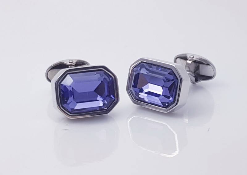 Herren Tansanit Kristall Manschettenknöpfe Luxus Manschettenknöpfe, Handgefertigt in England von IanFlahertyCufflinks