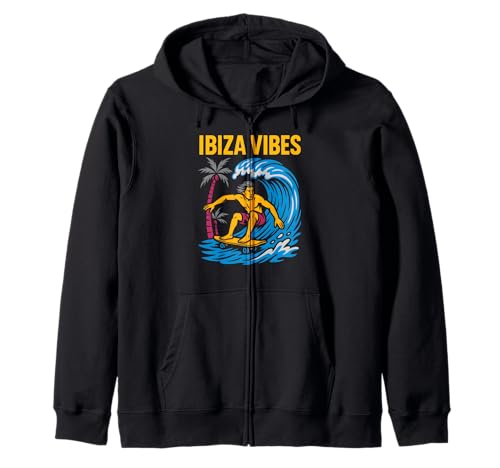 Ibiza Surfen Ibiza Vibes Retro Herren Beach Life Kapuzenjacke von Ibiza Beach Life Surfs Up Skateboarding Apparel