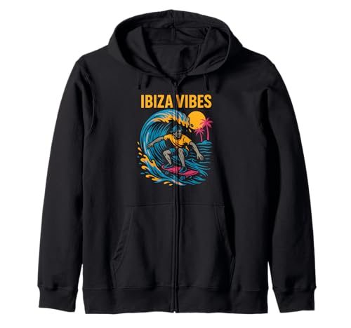 Ibiza Surfen Ibiza Vibes Retro Herren Beach Life Kapuzenjacke von Ibiza Beach Life Surfs Up Skateboarding Apparel