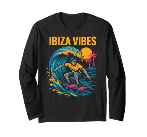 Ibiza Surfen Ibiza Vibes Retro Herren Beach Life Langarmshirt Ibiza Surfen Ibiza Vibes Retro Herren Beach Life Langarmshirt von Ibiza Beach Life Surfs Up Skateboarding Apparel
